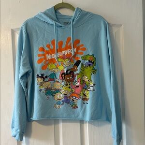 Nickelodeon Blue Hoodie with Classic Cartoon Characters sz XXL